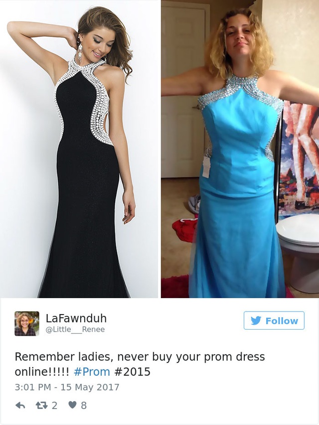Các cô gái hãy nhớ nhé, đừng mua váy qua mạng, một tài khoản có tên LaFawnduth lên tiếng